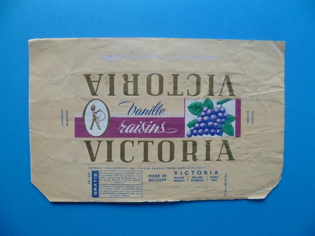 Chocolade Victoria chocolat emballage wikkel Vanille raisins, Enlèvement ou Envoi, Utilisé