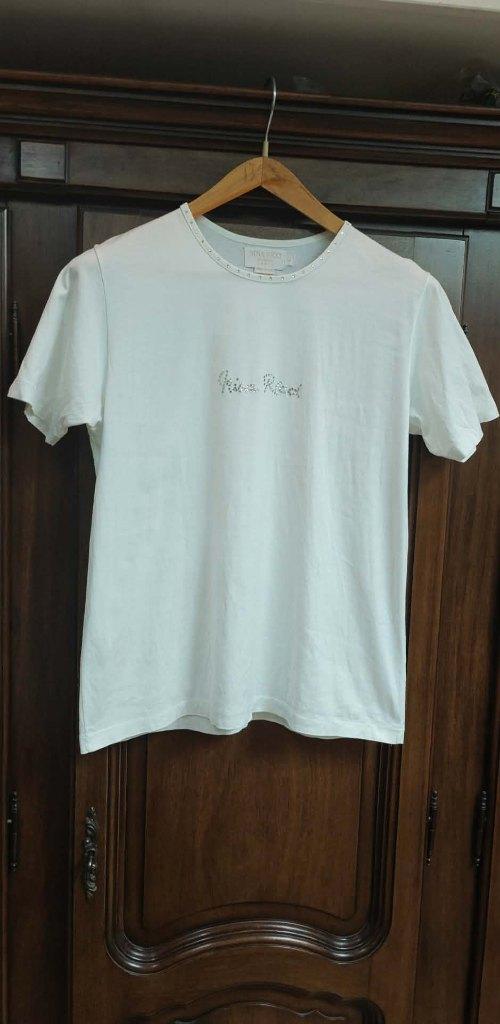 T-shirt maat L Nina Ricci wit met strass, Taille 42/44 (L), Manches courtes, Enlèvement ou Envoi, Porté