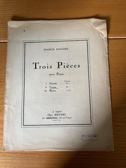 Francis Poulenc — Trois pièces pour piano (II. Toccata), Enlèvement ou Envoi, Artiste ou Compositeur, Classique, Utilisé