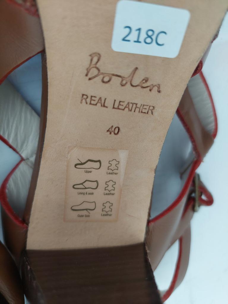 218C* BODEN sexy bruine volledig leren sandalen (40), Bruin, Schoenen met hoge hakken, Gedragen, Boden