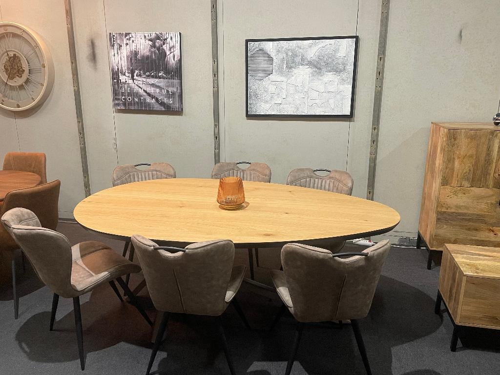 Eettafel Ovaal H&H, Ophalen, Industrieel - Landelijk - Scandinavisch, Eikenhout, Nieuw
