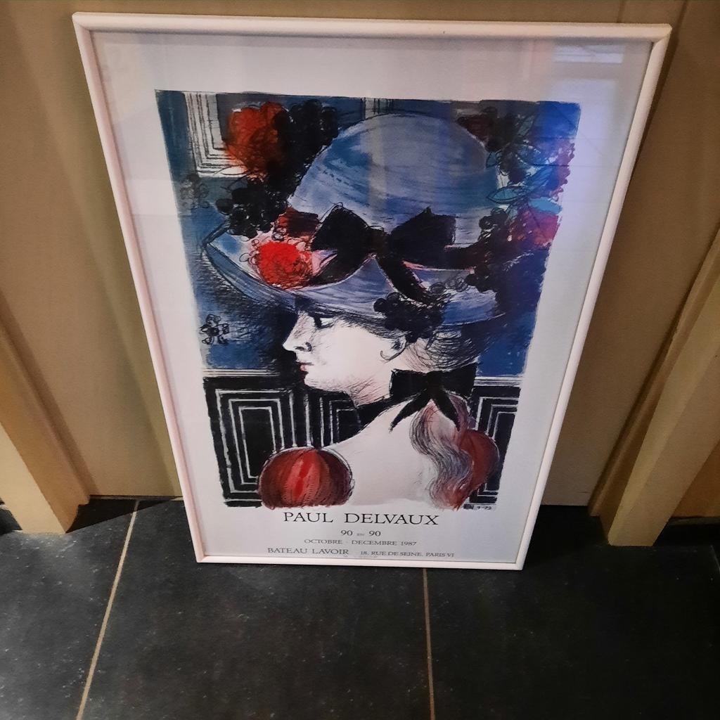 Print Paul Delvaux in stevige professionele kader . 76 x 49, Ophalen
