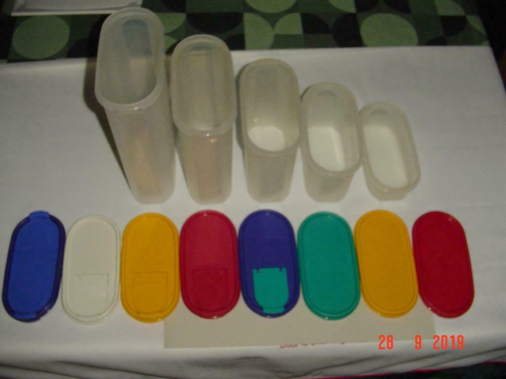 Tupperware ovale ruimtespaarders 5 maten + deksels: PER STUK, Ophalen of Verzenden, Gebruikt, Rood