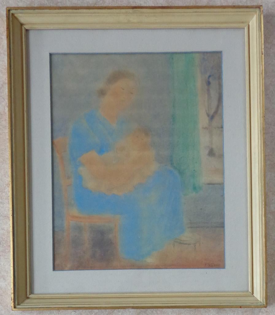 FERDINAND SCHIRREN / MOEDERSCHAP / ORIGINEEL / 83x71cm KADER, Ophalen
