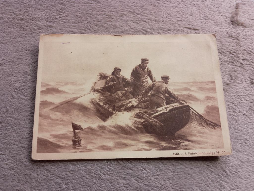 Oude postkaart vissers op zee, Collections, Envoi