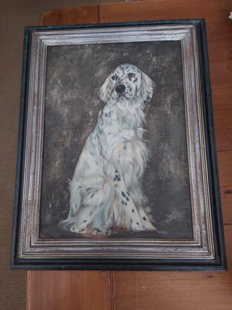 mooie schilderij van Engelse Setter op doek, Ophalen of Verzenden