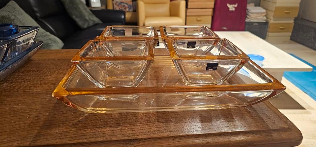 5 Bols en verre vintage design Leonardo Border Colour !, Enlèvement ou Envoi