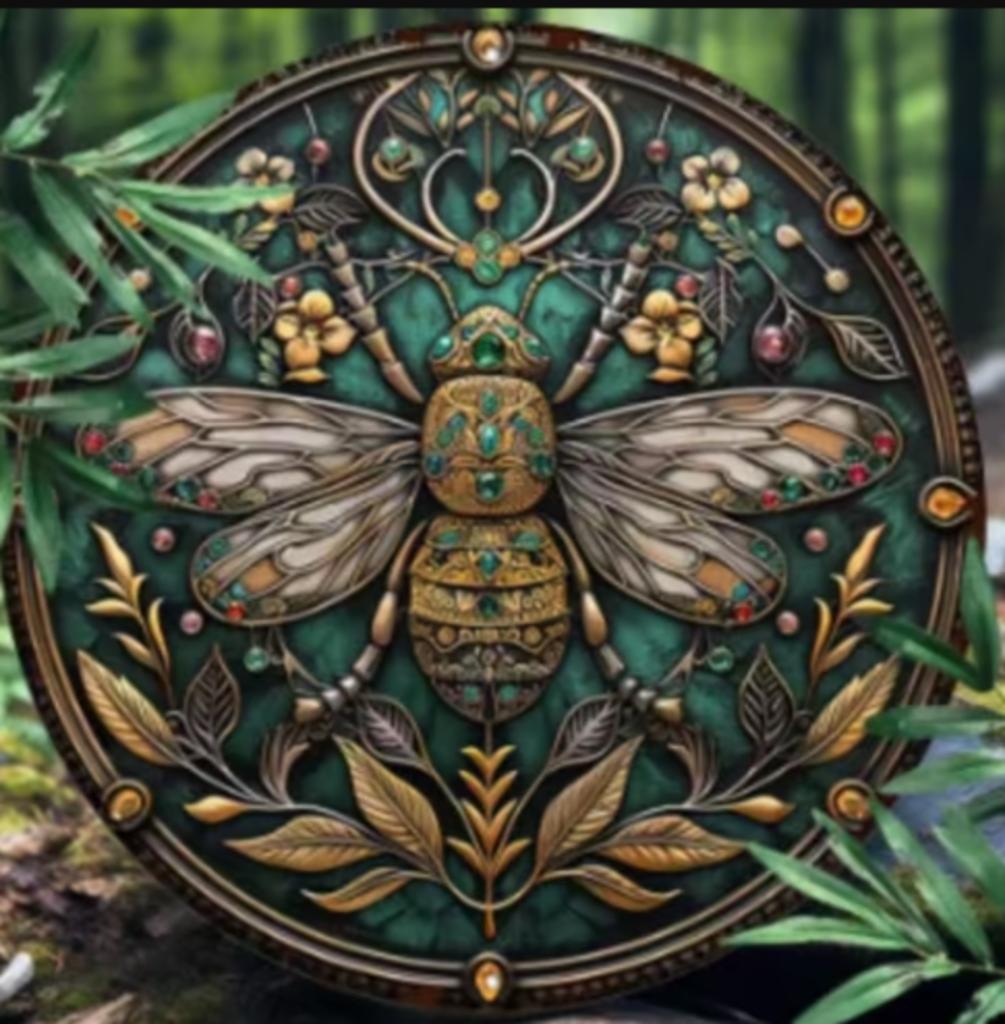 Plaque ronde vintage en métal Art Nouveau Bee (20 cm), Enlèvement ou Envoi, Neuf