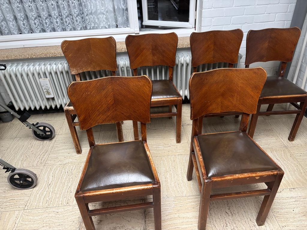 6 houten stoelen, Ophalen, Gebruikt, Bruin, Vijf, Zes of meer stoelen