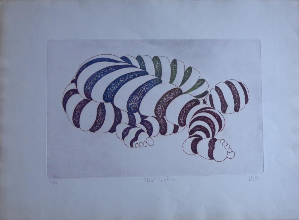 ALAIN DEREZ / STRATIFACTION / KLEURETS / 56x76cm / SIG, Gesigneerd, Ophalen of Verzenden