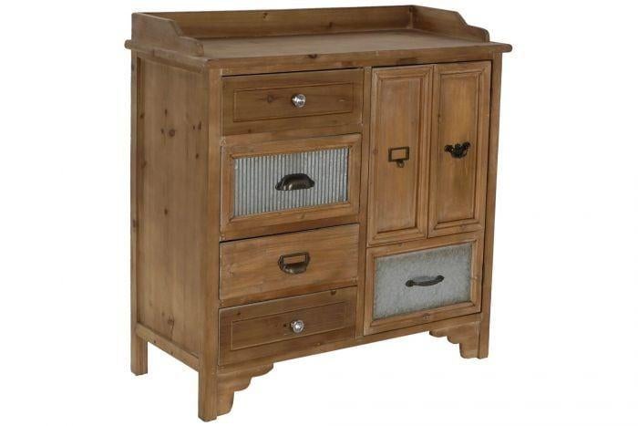 nieuw dressoir van hout en metaal, Ophalen, Grenenhout, 5 laden of meer, Nieuw