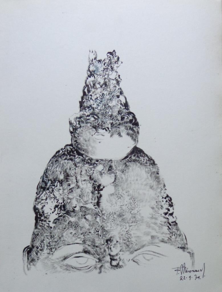 FRANS MINNAERT / FIGUUR / ORIGINEEL WERK / 40x30cm / SIG, Enlèvement ou Envoi
