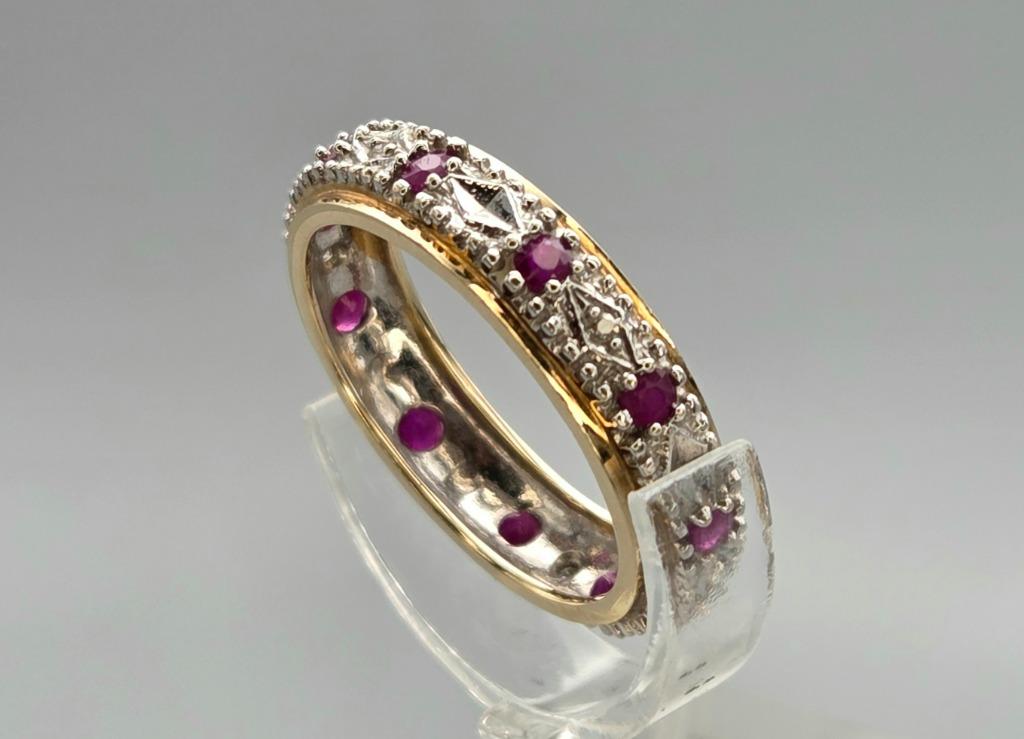 Gouden Vintage ring edelsteen robijn en diamant. 2025/568., Bijoux, Sacs & Beauté, Bagues, Rouge, Plus petit que 17, Comme neuf