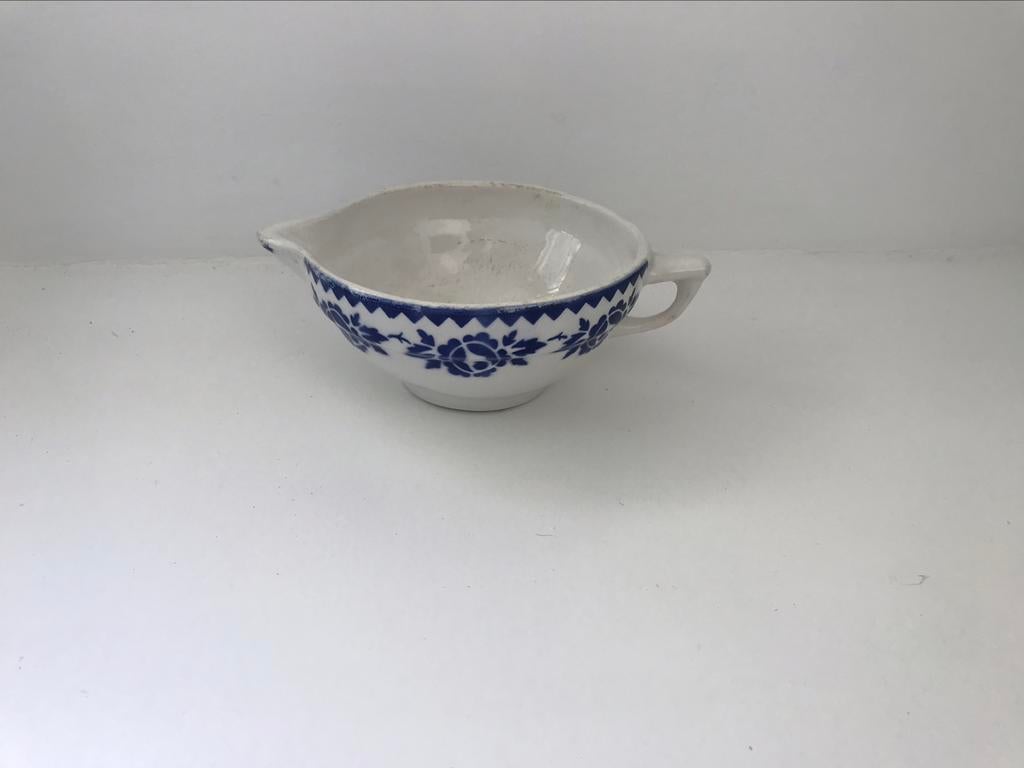 Oud melkkannetje wit blauw ( France ? ), Ophalen of Verzenden