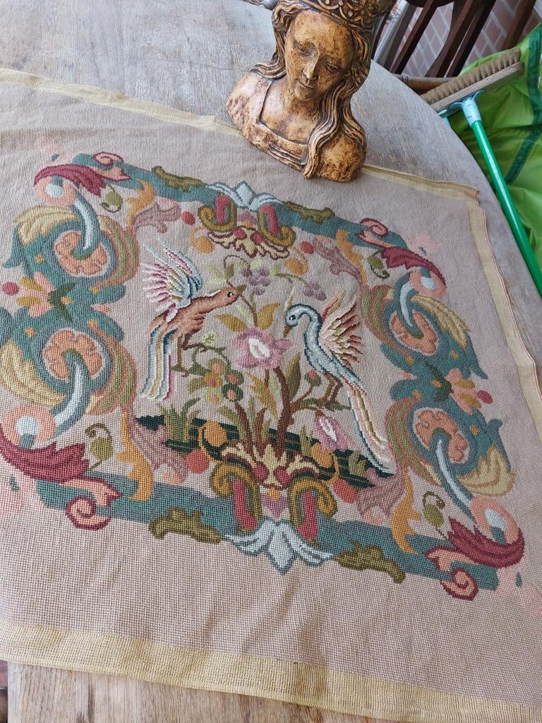 2 petit point borduurwerken/antiek /samen 35€, Ophalen of Verzenden