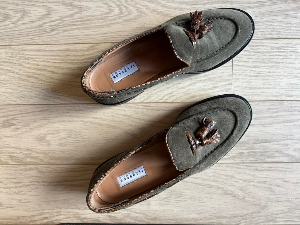 Kaki mocassins Fratelli Rossetti, Verzenden, Overige typen, Zo goed als nieuw, Groen