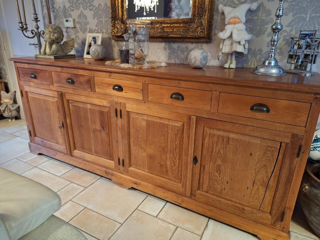 Buffetkast, Huis en Inrichting, Kasten | Dressoirs, Gebruikt, Met deur(en), Teakhout, 200 cm of meer