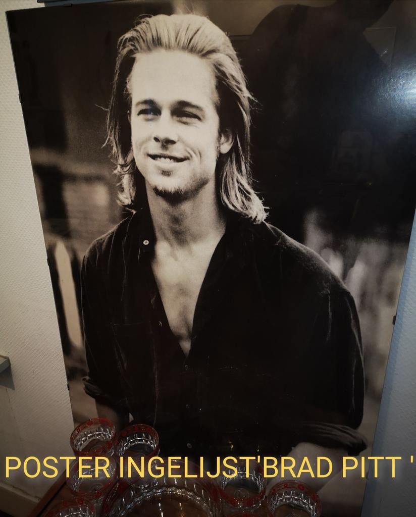 poster Brad Pitt(+knipsels, tijdschriften), Verzamelen, Posters, Ophalen, Rechthoekig Staand, Met lijst, Zo goed als nieuw