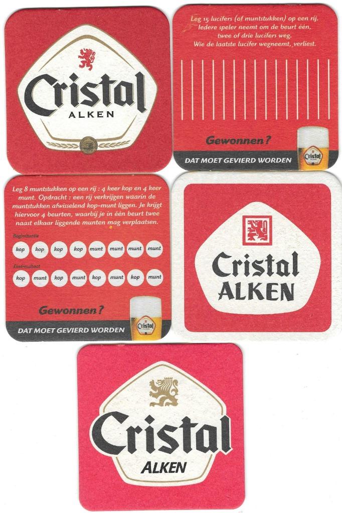 bierviltjes 5st Cristal Alken, Verzamelen, Verzenden
