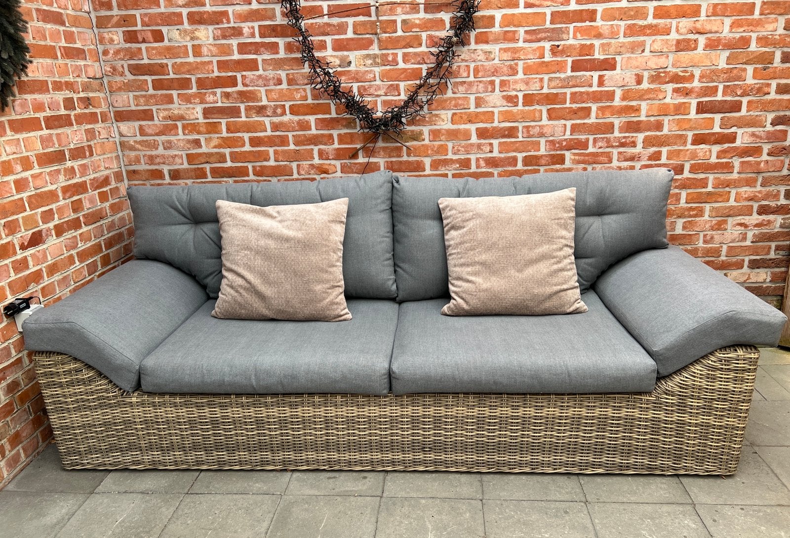 Lounge / loungebank / tuinzetel / tuinbank, Ophalen, Wicker, Bank, 4 zitplaatsen