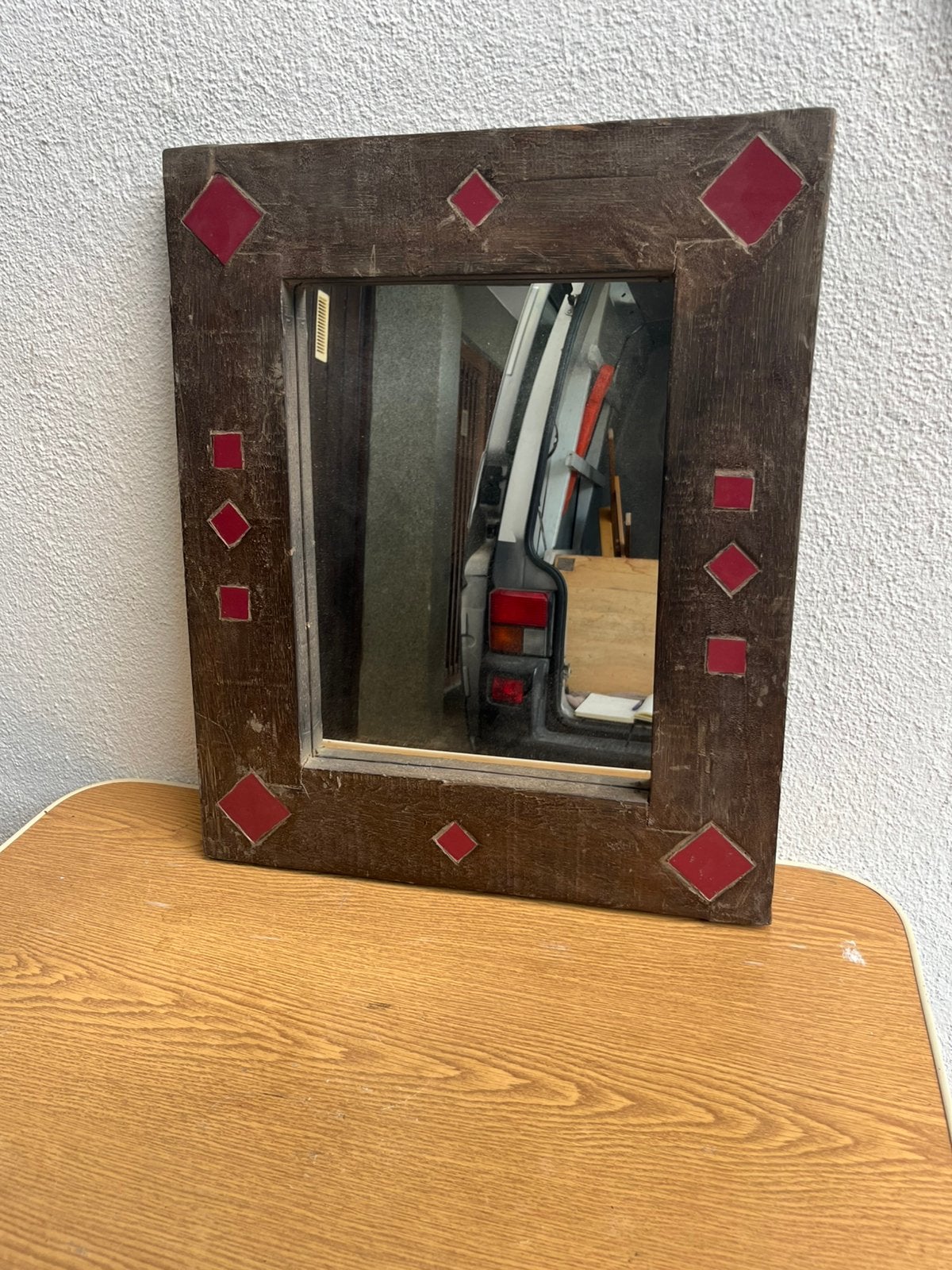 2 rustieke houten spiegels 50 x 60 cm, Huis en Inrichting, Woonaccessoires | Spiegels, Ophalen