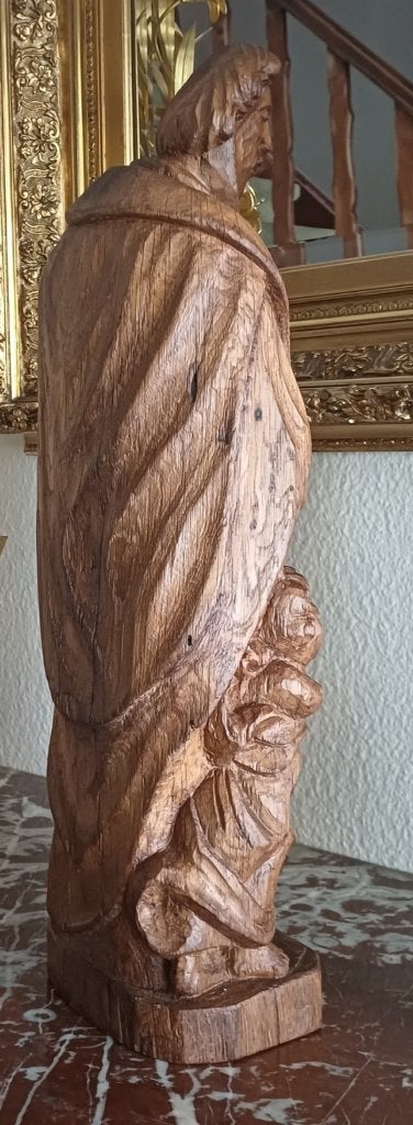 Houten heilige  sint-jozef, Houtsnijwerk, Ophalen of Verzenden, Gepatineerd, Hout
