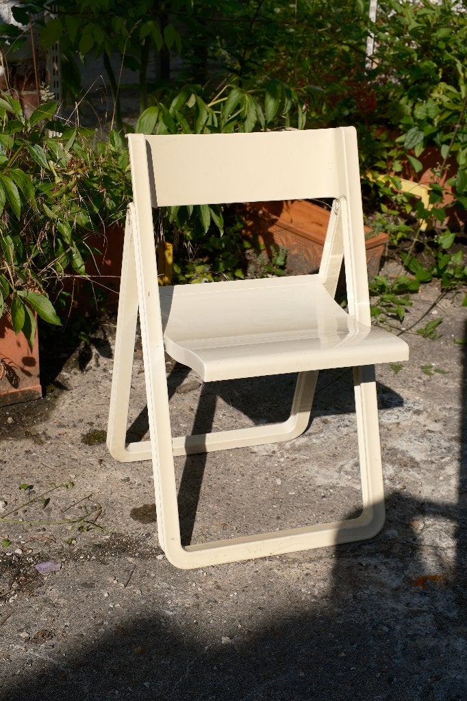CHAISE DESIGN SPACE AGE — VINTAGE — ALLIBERT, Maison & Meubles, Enlèvement, Utilisé, Autres matériaux, Blanc