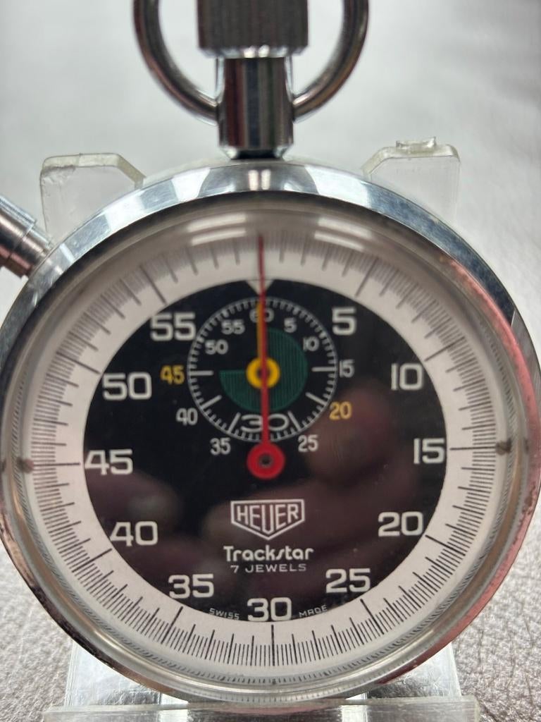 Superbe Chronomètre Heuer Trackstar (Réf. 652.301) – 1971, Handtassen en Accessoires, Sporthorloges, Zo goed als nieuw, Android