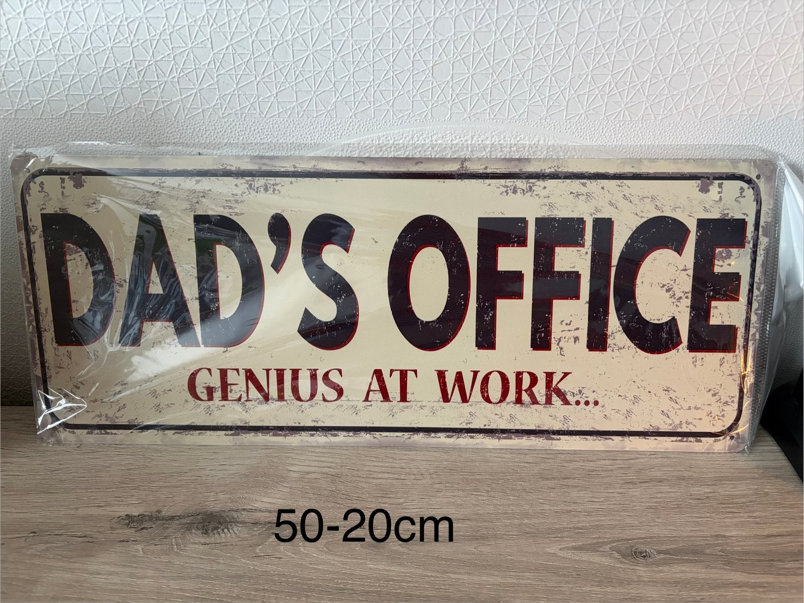Decoratie plaat ijzer Dad’s office 60-20cm, Huis en Inrichting, Ophalen of Verzenden, Zo goed als nieuw