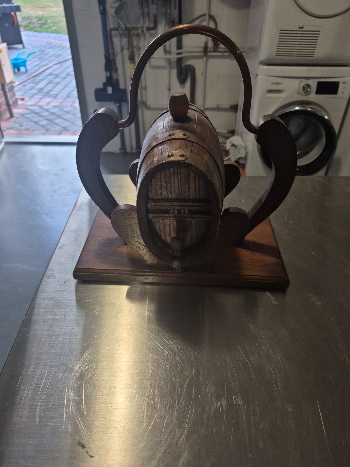 Mini tonneau à alcool en bois avec support – Style rustique, Maison & Meubles, Enlèvement ou Envoi, Bois, Avec support