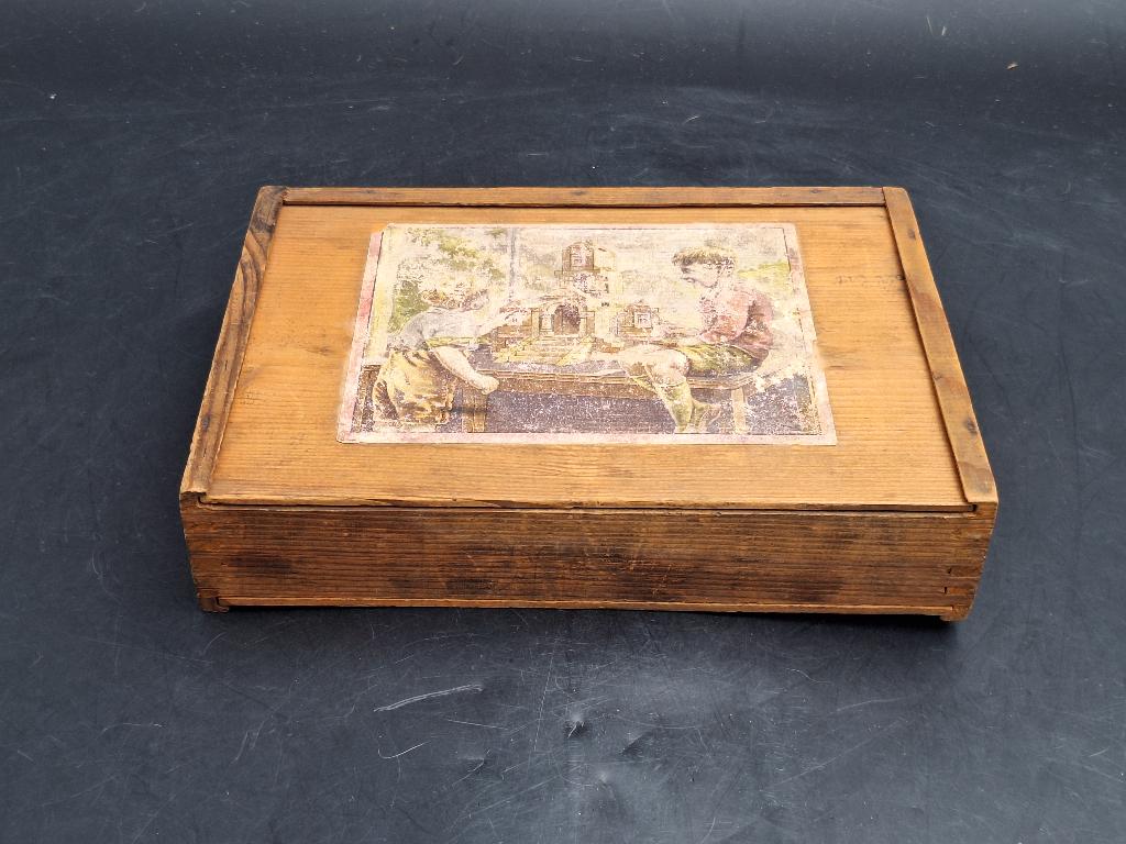 oude houten blokkendoos, begin 1900, Ophalen of Verzenden