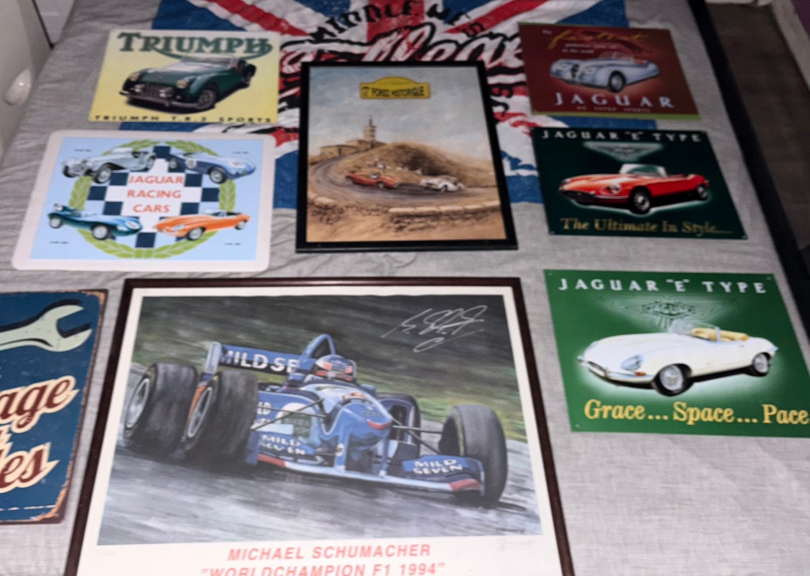 Verscheidene kaders, posters, metalen borden. Oldtimers, Ophalen, Gebruikt
