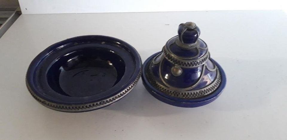 Marokkaanse snuisterijschotel en vide poche keramiek zilver, Ophalen of Verzenden