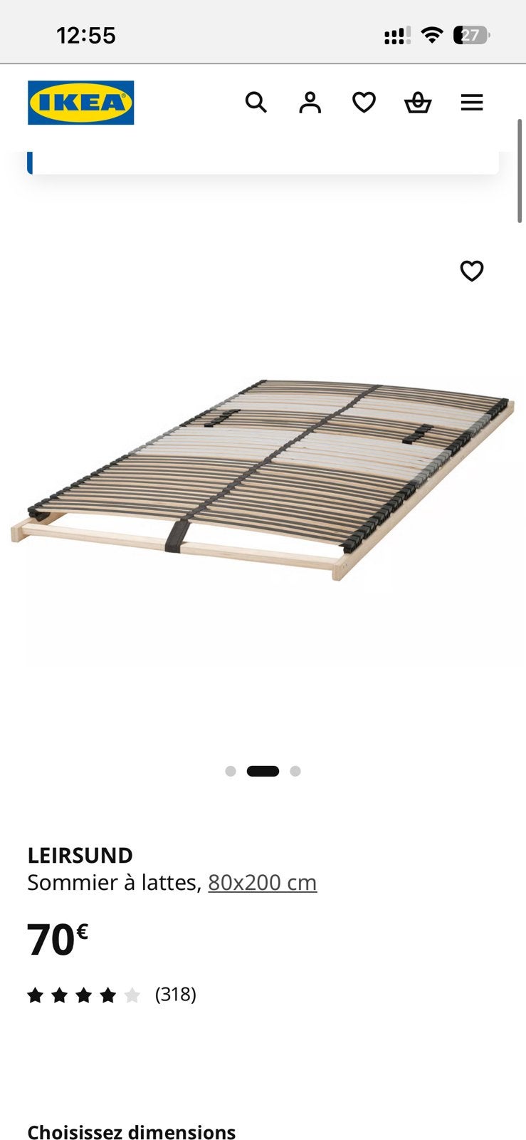 Sommiers à lattes Ikea 80 cm, Huis en Inrichting, Slaapkamer | Matrassen en Bedbodems, Ophalen, Zo goed als nieuw, 80 cm, Bedbodem