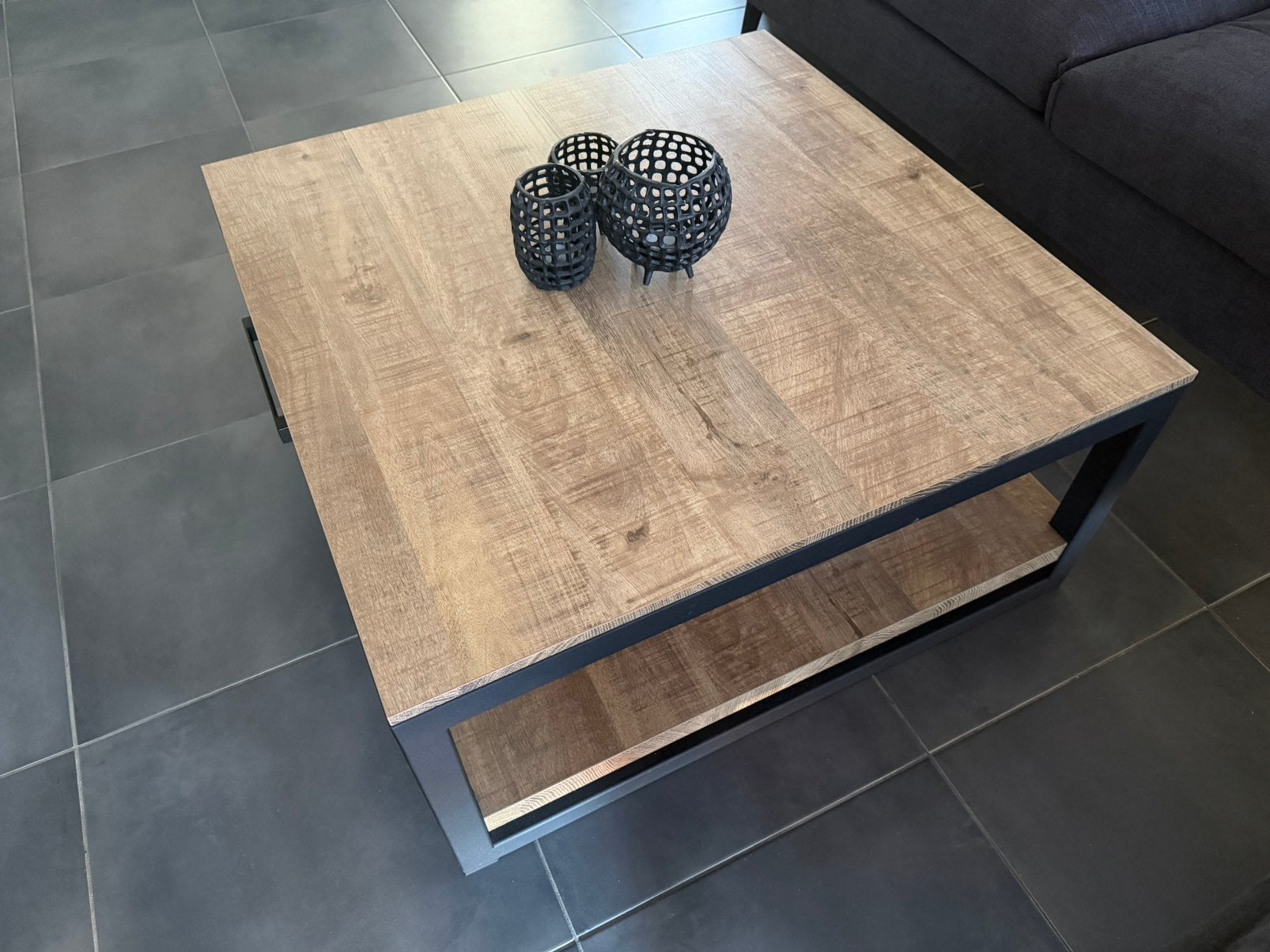 Salontafel te koop, hout/metaal, 50 tot 100 cm, Vierkant, 50 tot 100 cm, Zo goed als nieuw