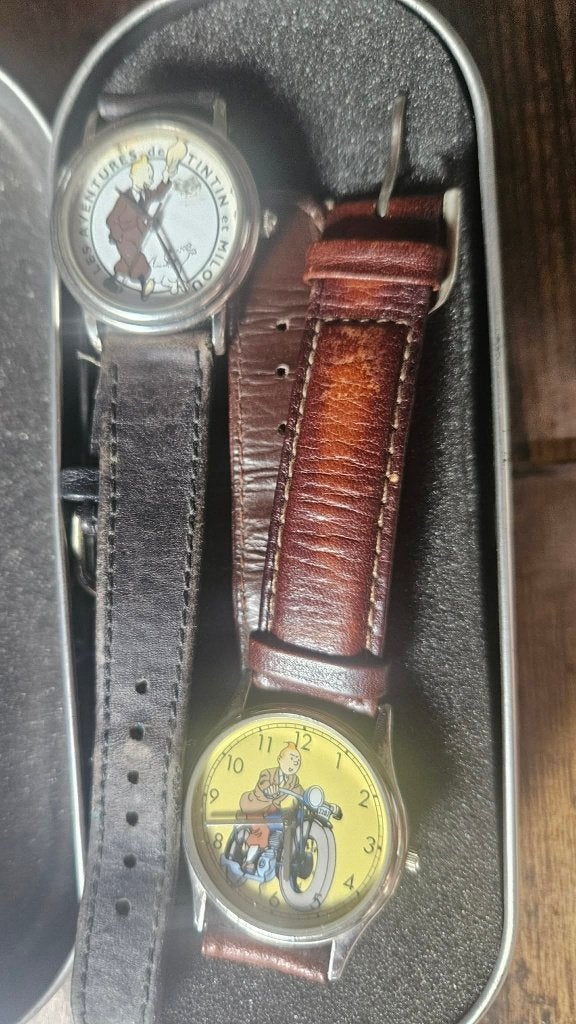 Lot de 2 montres TINTIN –CITIME/Hergé – Moulinsart + coffret, Enlèvement ou Envoi
