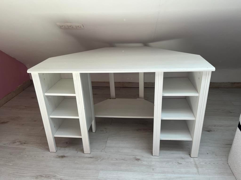 Bureau bois gris clair avec rangements – idéal sous pente, Maison & Meubles, Bureaux, Bureau d'ordinateur, 120 cm, Enlèvement ou Envoi