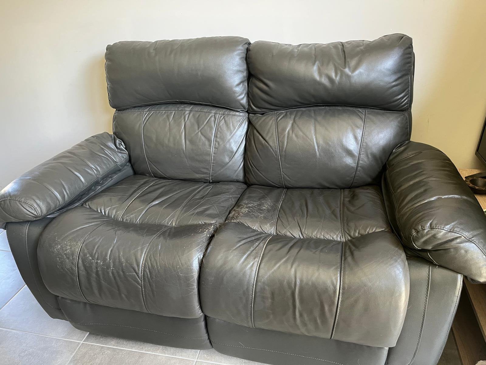 Leren zetel 2 zit, Huis en Inrichting, Ophalen, Gebruikt, 150 tot 200 cm, Tweepersoons