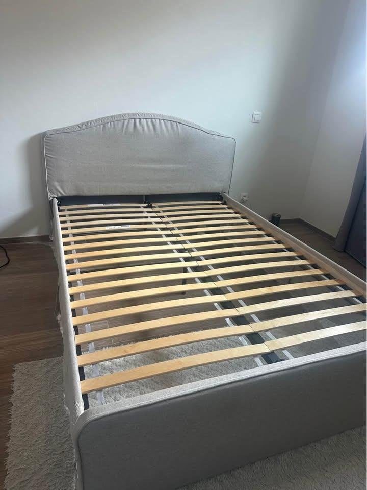 Lit complet à vendre, Tissu, Beige, Enlèvement, 200 cm