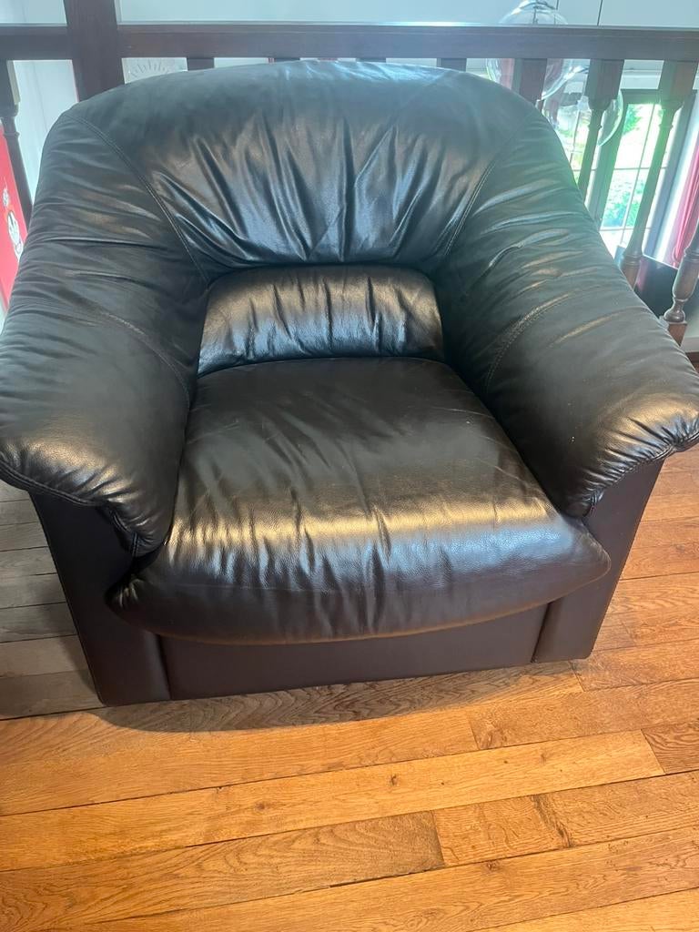 Fauteuil club cuir noir, Maison & Meubles, Fauteuils, Enlèvement, Comme neuf, Cuir