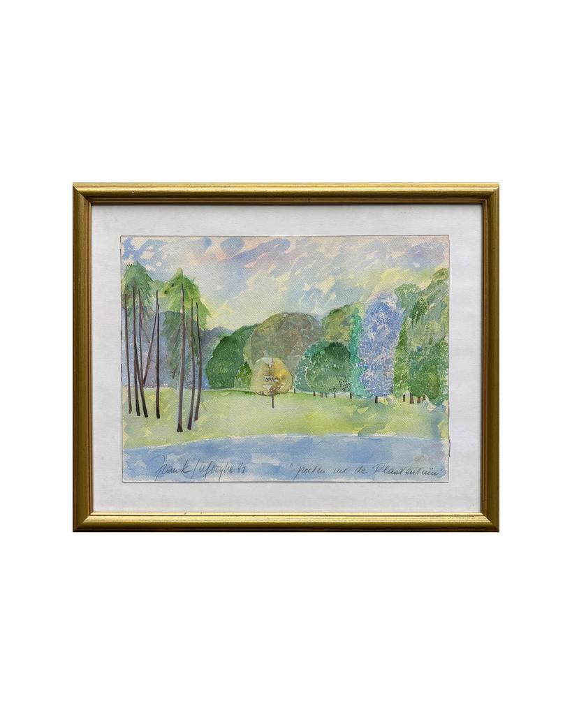 Aquarelle op papier van plantentuin door Frank Liefooghe, Antiek en Kunst, Ophalen of Verzenden