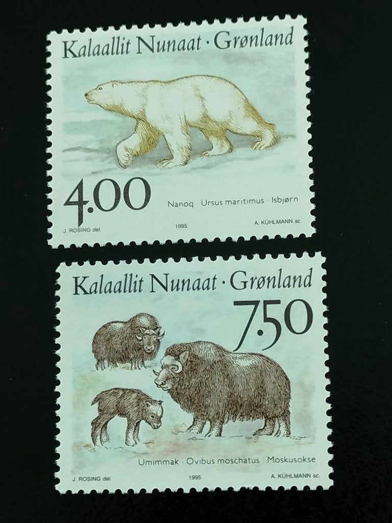Groenland 1995 - faune, ours polaire, bœuf musqué **, Envoi, Danemark, Non oblitéré