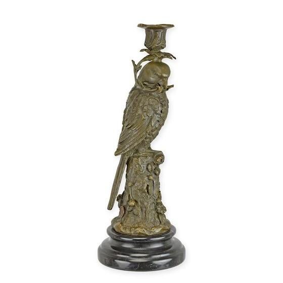 papegaai , bronzen beeld , kandelaar, Ophalen of Verzenden, Nieuw, Kandelaar