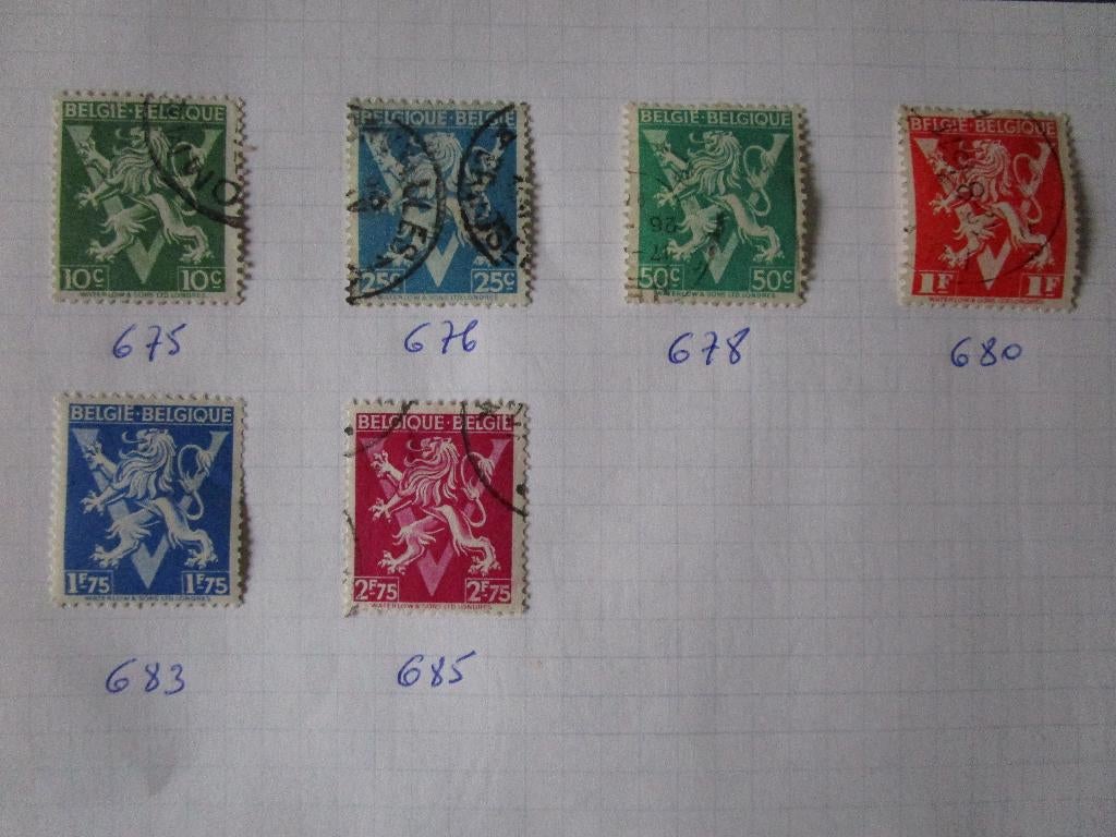 postzegels België 1944-47-48-49, Enlèvement ou Envoi, Oblitéré