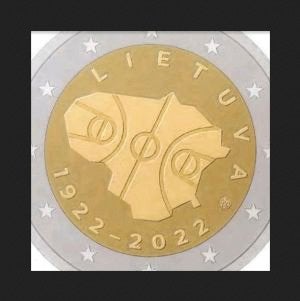 2 euros Sp. Trier. Lituanie 2022 100 J. Basketball, Timbres & Monnaies, Enlèvement ou Envoi, Autres pays, 2 euros, Monnaie en vrac