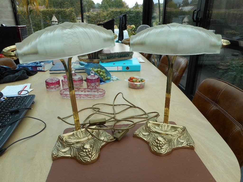 Tafellampen Art-Deco, Ophalen of Verzenden, Glas, Vintage