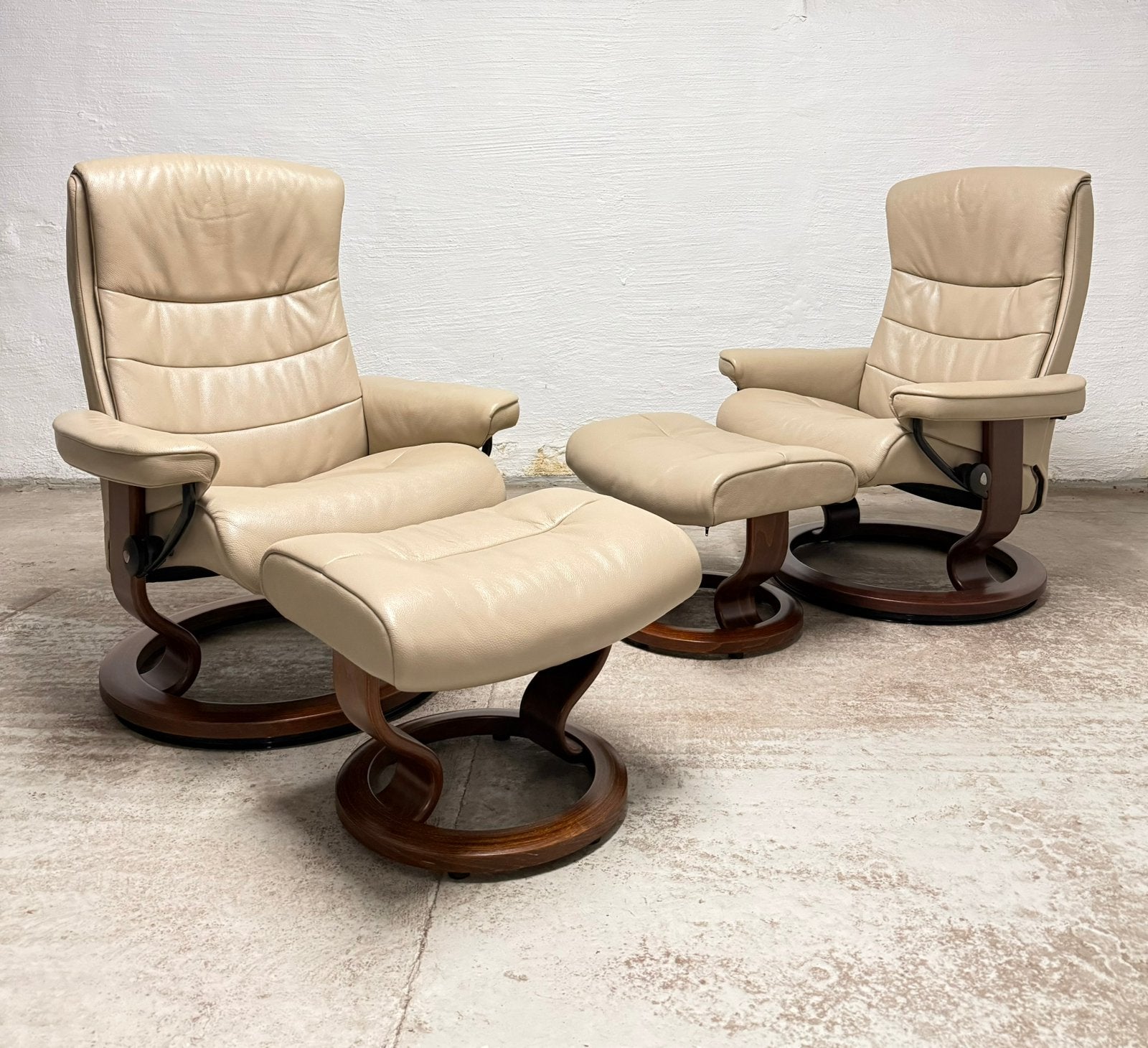 Fauteuils design nordiques Stressless | Beige | Parfait état, Maison & Meubles, 75 à 100 cm, Comme neuf, Enlèvement, 50 à 75 cm