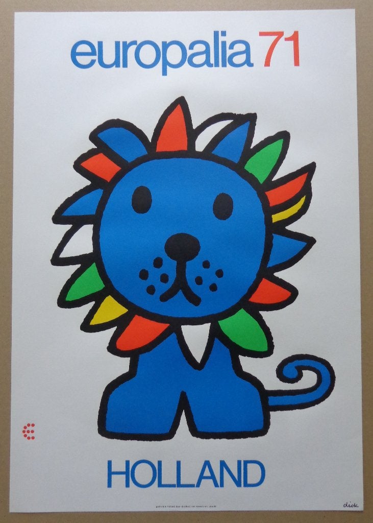 DICK BRUNA / EUROPALIA 71 HOLLAND / LITHO-AFFICHE / 65x45cm, Ophalen of Verzenden, Lithografie, Dieren en Natuur, Gelimiteerde oplage