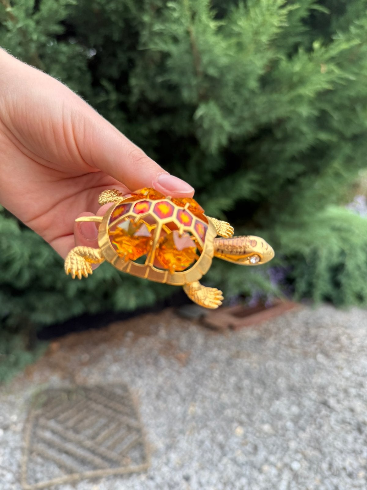 Tortue décorative en métal doré et résine, Jaune, Envoi, Moins de 4 cm, Comme neuf