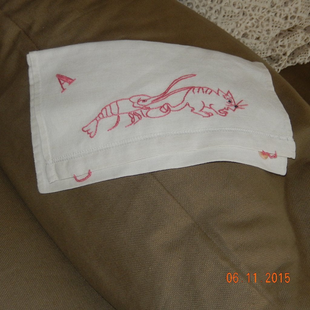 Pochette range-serviette brodée main - coton, Ophalen of Verzenden, Katoen, Servet